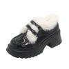Zapatos de cuero de suela gruesa, frescos y elegantes, para mujer, con forro polar, para invierno, 2023, nuevos zapatos de estudiante británicos, de charol suave y combinable, JK.