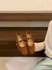 Wanwan Feng Zapatos de Salón Mary Jane Retro de Suela Blanda para Mujer 2026 Nuevos Bailarinas Francesas de Gamuza con Corte Bajo y Lazo