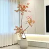 Planta Artificial Verde Nandina Domestica en Rojo, Pieza Decorativa de Alta Gama para Sala de Estar, Planta de Interior Grande en Maceta, Árbol Artificial, Planta de Imitación