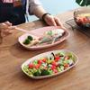 Creativo Nuevo Hogar Plato Grande Ovalado de Pescado Paja de Trigo Resistente a Caídas Vaporizado a la Parrilla Plato para Pescado de Verduras Vajilla de Restaurante Plato