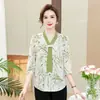 Ropa de Mujer Moderna y Elegante para Mamás, Top Ligero de Gasa Estampado de Manga Tres Cuartos para Verano