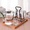Prateleira de Vidro Criativa para Sala de Estar Cabide para Xícara de Chá Rack de Armazenamento Invertido para Copo de Água com Bandeja para Copo de Cerveja e Xícara de Café