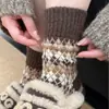 Meias de Lã Grossas Quentes de Xadrez Colorido para Inverno para Mulheres, Estilo Fair Isle Nórdico, Meias Vintage Folgadas
