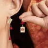 Pendientes de la Fortuna de Año Nuevo para Mujer 2026 Nuevos Pendientes de Botón Rojos Festivos Populares Diseño Único Pendientes de Gama Alta