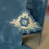 Invitación de Boda Personalizada de Lujo Ligero Azul Neblina de Terciopelo, Invitación de Acrílico Estampada en Oro, Invitación de Gama Alta de Nicho