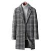 Abrigo de lana regular de otoño e invierno con explosiones de comercio exterior para hombre, abrigo informal de negocios de longitud media a cuadros de algodón y lana gruesa.