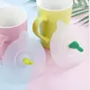 Tapa Creativa de Silicona para Taza de Cactus Redonda Dibujos Animados Taza de Té Antipolvo a Prueba de Fugas Multifuncional Tapa Sellada para Taza