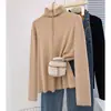 Camisa de Base Tricotada com Gola Alta Meia-Calça Feminina Plus Size Outono e Inverno 100kg Menina Gorda Suéter de Cor Pura Top Interno 8861
