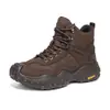Botas de Caminhada e Escalada Outdoor Outono Masculino Tamanho Grande Botas Curtas Respiráveis Sola Grossa Antiderrapante Resistente ao Desgaste Off-road Botas de Trabalho de Cano Alto