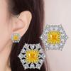 Pendientes de Diamante Amarillo Rico con Pétalos Grandes y Pendientes de Circonita Amarilla tipo Seda de Canario de Asche, Diseñador en Vivo de Tiktok Kuaishou