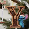 Colgante de Madera Imitación Acrílico 2D con Puntada de 26 Letras para Árbol de Navidad, Decoración Navideña para el Hogar