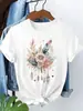 Camiseta con Estampado de Patrón de Pluma de Corazón de los Años 90 Manga Corta Cuello Redondo Top Casual Verano Primavera Top para Mujer Camiseta Estilo Europeo y Americano