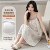 Camisón de Verano para Mujer de Algodón Nube, Color Sólido, Se Puede Usar Afuera, con Copas en el Pecho, Tallas Grandes, Vestido para Casa, Estilo Casual Delgado