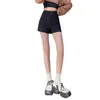 Shorts de traje negros para mujer, primavera y otoño, forrados de felpa, de cintura alta, adelgazantes, elásticos, línea A, hasta el tobillo, perfectos para usar debajo de las botas