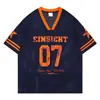 Verano Hombres Hip-Hop Americano Cuello en V Sin. 7 Camiseta Deportiva de Baloncesto de Malla Transpirable Retro de Manga Corta para Jóvenes