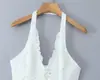 Vestido de otoño para mujer estilo europeo y americano 8049, con encaje bordado, de cuello halter, corte ajustado