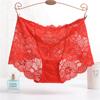 Roupa interior de renda completa cintura das mulheres transparente tamanho grande sexy tentação quadril respirável algodão virilha cuecas mulheres fabricantes atacado