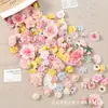 Set Mixto de 50 Cabezas de Flores Artificiales Grandes, Medianas y Pequeñas, Kit de Materiales DIY de Flores Falsas para Decoraciones de Bodas, Ropa y Accesorios para el Cabello
