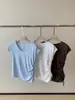 Ótimo negócio! Super modelador~ Cintura com cordão, camiseta V-neck Lyocell modeladora confortável para mulheres, novo modelo 26 H081508