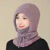 Gorro de una pieza de invierno para mujer para madres de mediana edad y mayores, Gorro de punto grueso con forro de polar, Gorro cálido y a prueba de viento para mujeres mayores que montan en bicicleta
