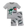 Roupa de Casa para Meninos Transfronteiriça Europeia e Americana Algodão Puro Costela Manga Curta Shorts Conjunto de Pijama Infantil de Comércio Exterior Cartoon para Meninas