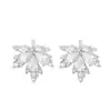 Pendientes de hoja modernos y atmosféricos, tachuelas de cartílago de hoja con diamantes blancos frescos y delicados, pendientes de hoja de arce con diamantes rojos románticos chapados en oro.