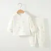 Macaco lebre bebê primavera e outono algodão gola alta cintura alta proteção da barriga roupa íntima roupas de outono para bebê calças de outono conjunto de duas peças
