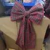 Tela de rejilla cruzada tela de terciopelo lazo Adorno superior para árbol de Navidad Adorno colgante Atmósfera navideña Fondo de ventana Corona