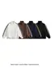Chaqueta Retro Americana de Tres Rayas con Cuello Alto para Hombre, Chaqueta Holgada de Marca de Moda Otoñal con Cremallera Doble, Abrigo Cárdigan para Pareja