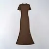 Vestido de Verano Básico Elástico Ajustado de Manga Corta para Mujer con Hilo, Cuello en V Sexy, Cubre Cadera
