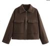 Chaqueta de lana con cremallera y bolsillo grande, estilo retro, sencilla, con explosiones de AliExpress para mujeres europeas y americanas transfronterizas.