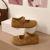 Sapatos da Moda de Verão 2026 para Meninas Pequenas, Design Vazado Raso, Sapatos de Couro para Bebês, Sapatos de Princesa para Crianças com Solas Macias