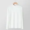 Camiseta base de terciopelo alemán de color liso con cuello medio para hombre, estilo Hong Kong para otoño e invierno, cálida y versátil, camiseta casual de manga larga