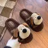 Zapatillas de algodón abiertas de cachorro de dibujos animados de Amazon, zapatillas de felpa, zapatillas de algodón para el hogar, zapatillas de felpa para interior, mujer