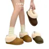 Bota Corta de Plataforma Retro con Cordones Forrada de Piel Birkenstock Botas de Nieve para Mujer Nuevas Otoño Invierno Espesadas Cálidas Zapatos de Algodón Peludo