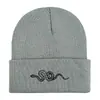 Gorro de Punto Bordado de Serpiente Transfronterizo Europeo y Americano Otoño e Invierno Cálido Suéter Gorro de Lana Gorro para Clima Frío