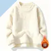 Sudadera cálida, de cuello redondo, corte holgado, estilo americano, forrada de polar y engrosada para otoño e invierno, con diseño estilo Hong Kong, y estilo pullover de cuello redondo para hombre