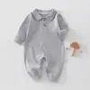 Mameluco de algodón puro para bebé para primavera y otoño, mameluco Clase A, traje de gateo de manga larga, ropa de dormir básica para recién nacidos, niños y niñas