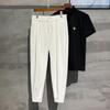 Pantalones de traje estilo coreano con tobillo atado para hombre, otoño nuevo, drapeado holgado con tobillo atado y cremallera, casuales, capri, deportivos