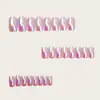Puntas de Uñas Postizas Portátiles Chapadas en Oro Rosa Aurora, Pegatinas para Uñas Cuadradas de Longitud Media, Pegatinas para Uñas Removibles