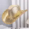 Estilo Europeu e Americano Moda Transfronteiriça Decoração de Lantejoulas Versátil Chapéu de Jazz Estilo Étnico Cor Sólida Simples Temperamento Chapéu de Cowboy