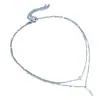 Nuevo producto transfronterizo europeo y americano: Collar colgante de borla larga con pequeños diamantes en forma de gota de agua de doble capa, único y elegante, juego de dos piezas