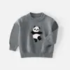 Suéter de una capa de Pequeño Panda para niños, Camiseta cálida de algodón con cuello redondo de dibujos animados para otoño, Nuevo jersey de punto para niños