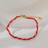 Benmingnian Nuevo Pulsera de Acero de Titanio con Cuerda Roja Chapada en Oro de 18 Quilates para Mujer Estilo Coreano Personalidad Simple Moderna Estilo Mori Joyería para Estudiantes