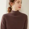 Suéter de Cashmere Feminino Baicaierong Outono/Inverno 2026 com Gola Meia Alta, Design Versátil, Tricô de Lã
