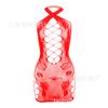 Lencería sexy europea y americana de comercio exterior con tirantes cruzados y mono negro sexy con falda de malla y cadera k093