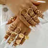 Joyería Transfronteriza Europea y Americana Geométrica Elegante Fresca Estilo Ins Set de Anillos para Labios Moda Anillo Calado Venta al por Mayor