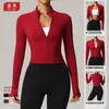 Lulu chamarra de yoga mismo estilo para mujer cuello alto ajustada secado rápido transpirable ropa para correr fitness ropa deportiva para ciclismo al aire libre