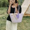 Nuevo bolso tejido, bolso de hombro, bolso sencillo, bolso de paja, bolso de mano informal de cuerda de algodón para vacaciones en la playa.