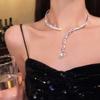 Collar ligero de borlas de diamantes de imitación de lujo para mujer, nuevo y moderno collar de banda para el cabello de alta calidad con diadema de dos piezas y cadena de clavícula.